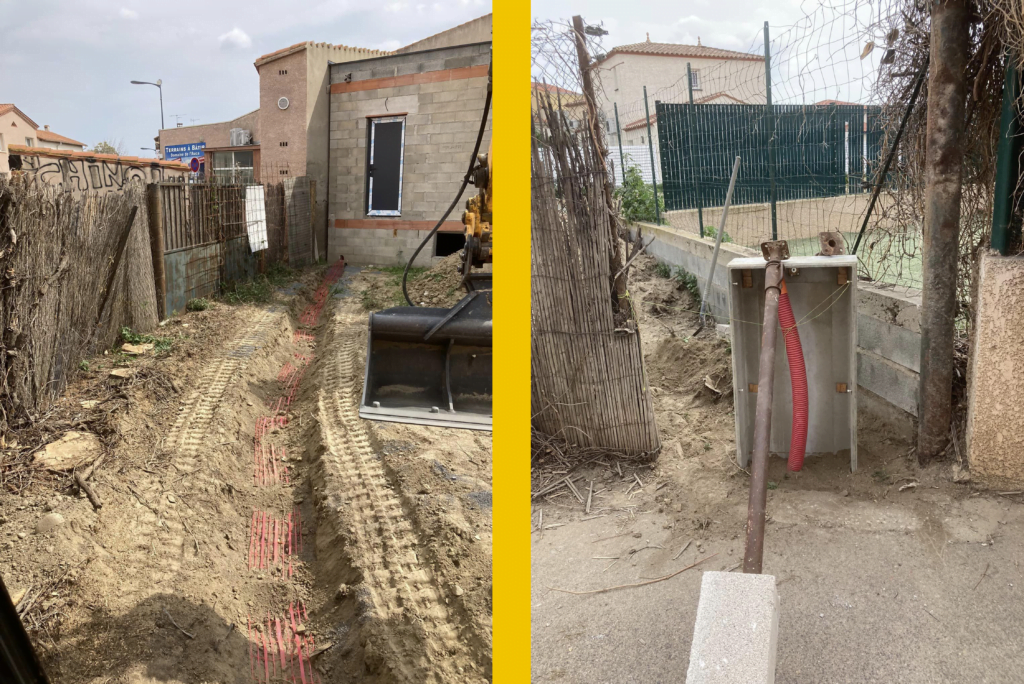 Tranchée et scellement d’une enveloppe béton à Villelongue-De-La-Salanque